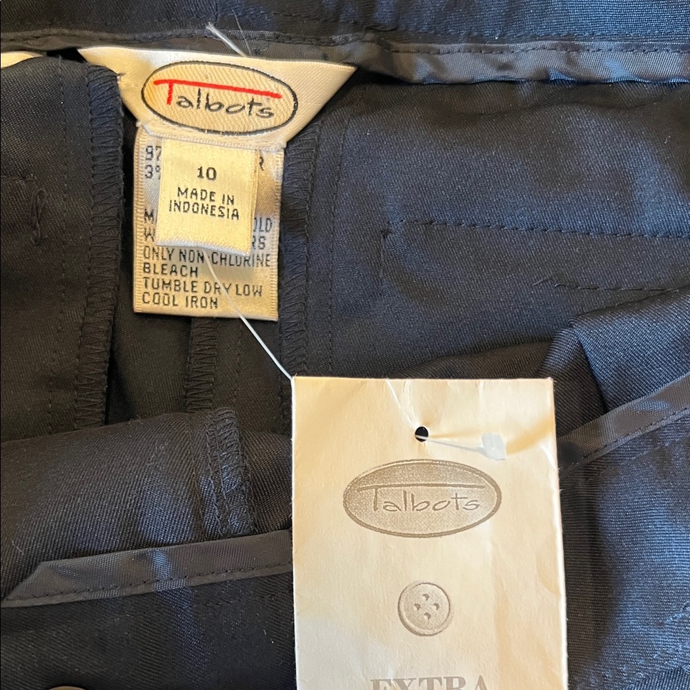 Talbots Women's Navy Polished Cotton Straight-leg Pants - Picture 2 of 3